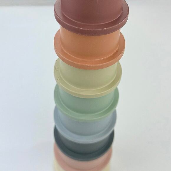 Mushie Original 8 piece Baby Stacking Cups Neutral Tone Unisex Kids Nesting Toy - Picture 7 of 7